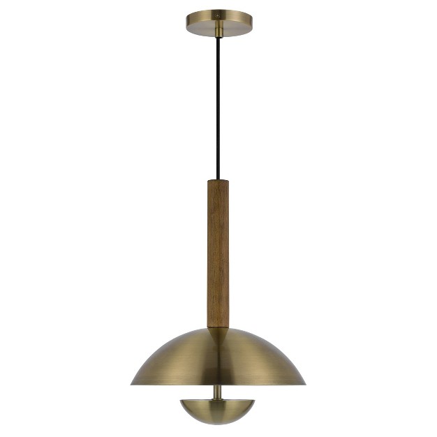 Metal birch Wood Led Pendant Light With Metal Shade Antique Brass Cal Lighting