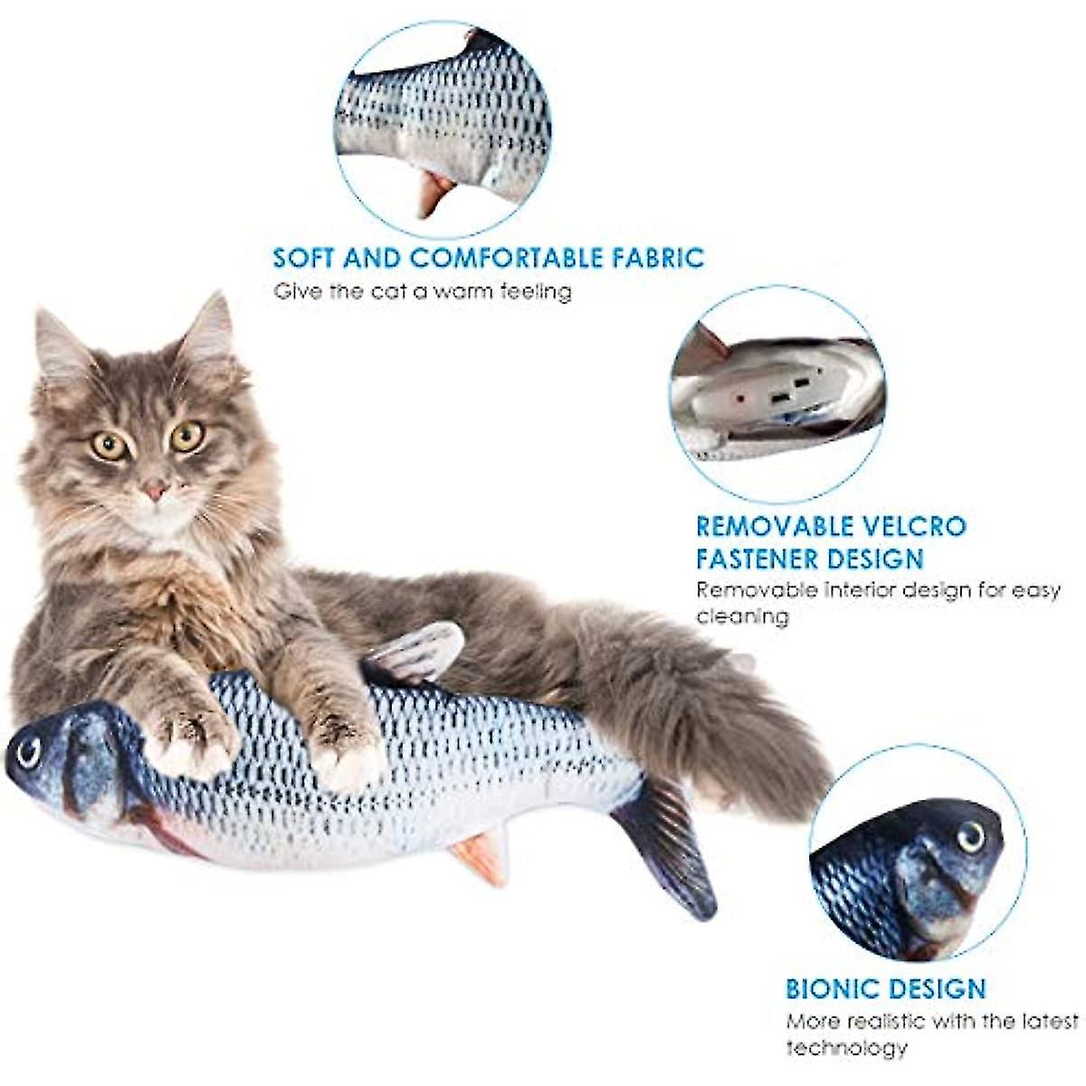 Cat Simulation Doll Fish  Pet Realistic Plush Wagging Fish Toy Funny Electric Interactive Moving Flipping Doll Fish Perfect For Cat Kitten Biti