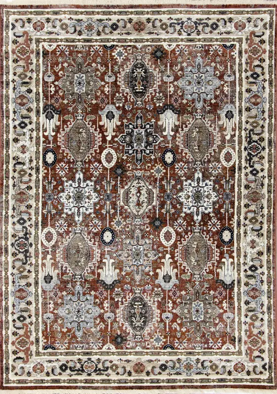 Samira 5 x 8 Orange Multicolor Area Rug