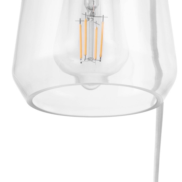 Novogratz X Globe Avery 1 light Matte White Plug in Or Hardwire Wall Sconce With Clear Glass Shade Globe Electric