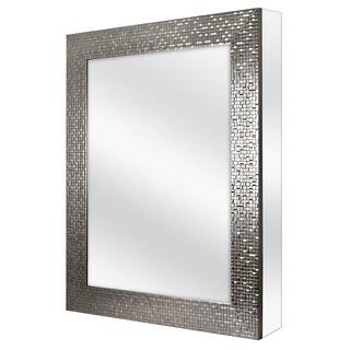 Home Decorators Collection 24 in. W x 30 in. H Fog Free Silver Framed RecessedSurface Mount Bathroom Medicine Cabinet with Mirror 45427