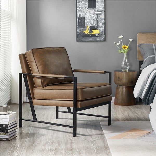 Yaheetech Accent Chair Retro Faux Leather Lounge Chair