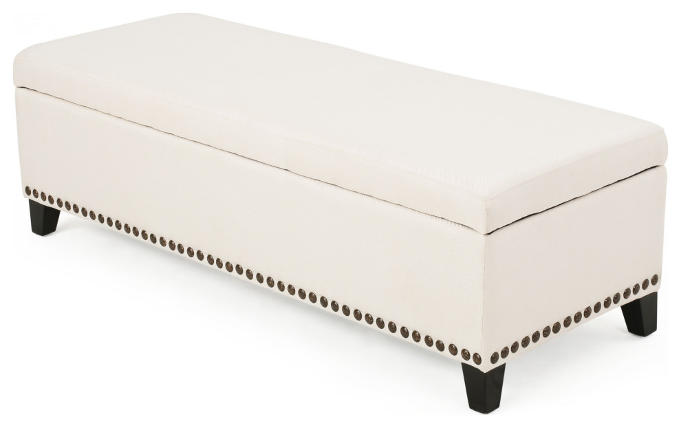 GDF Studio Labella Studded Base Fabric Storage Ottoman   Transitional   Footstools And Ottomans   by GDFStudio  Houzz