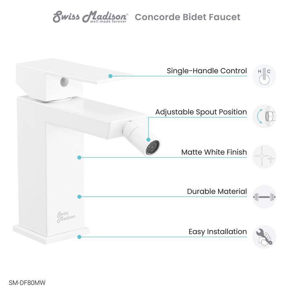 Swiss Madison Concorde Single-Handle Bidet Faucet in Matte White SM-DF80MW