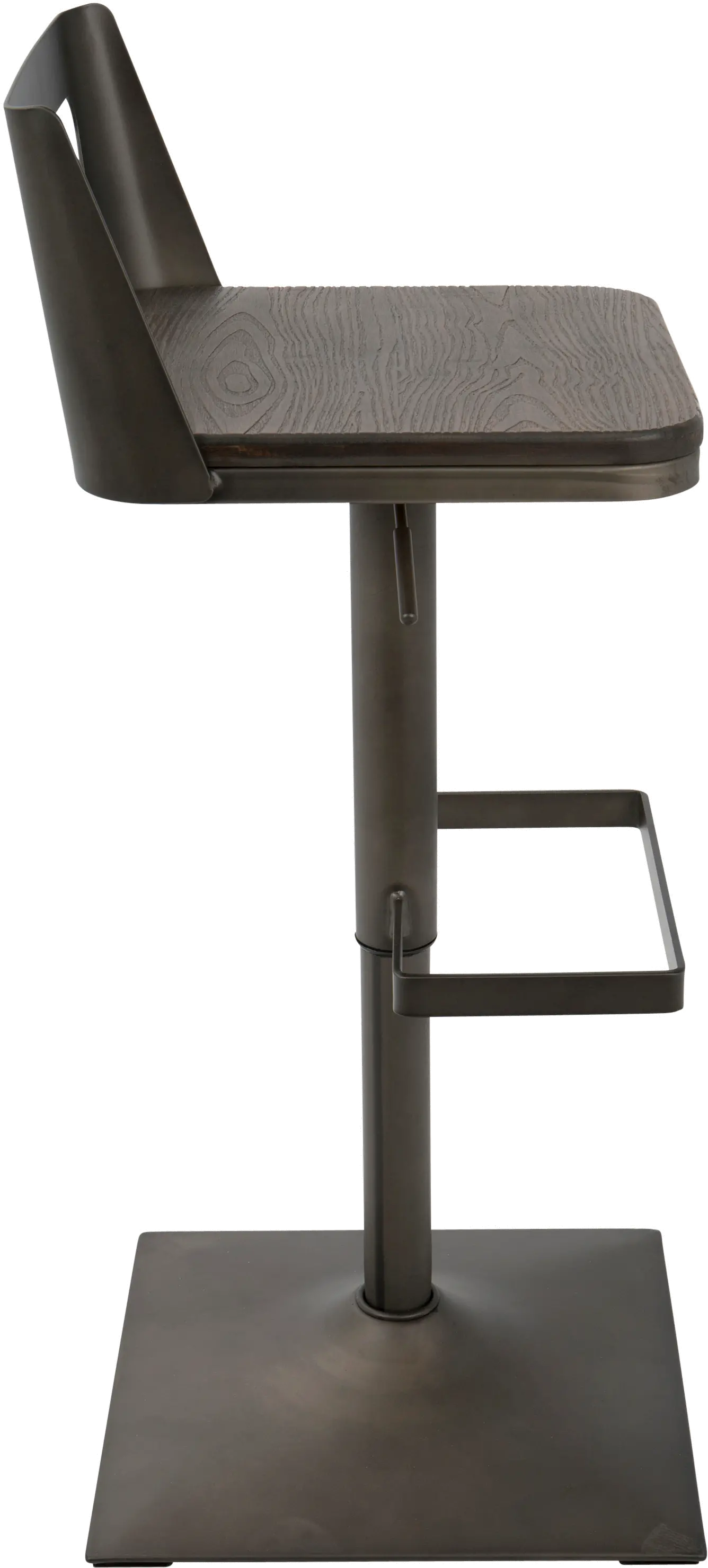 Samurai Antique Metal and Brown Adjustable Bar Stool