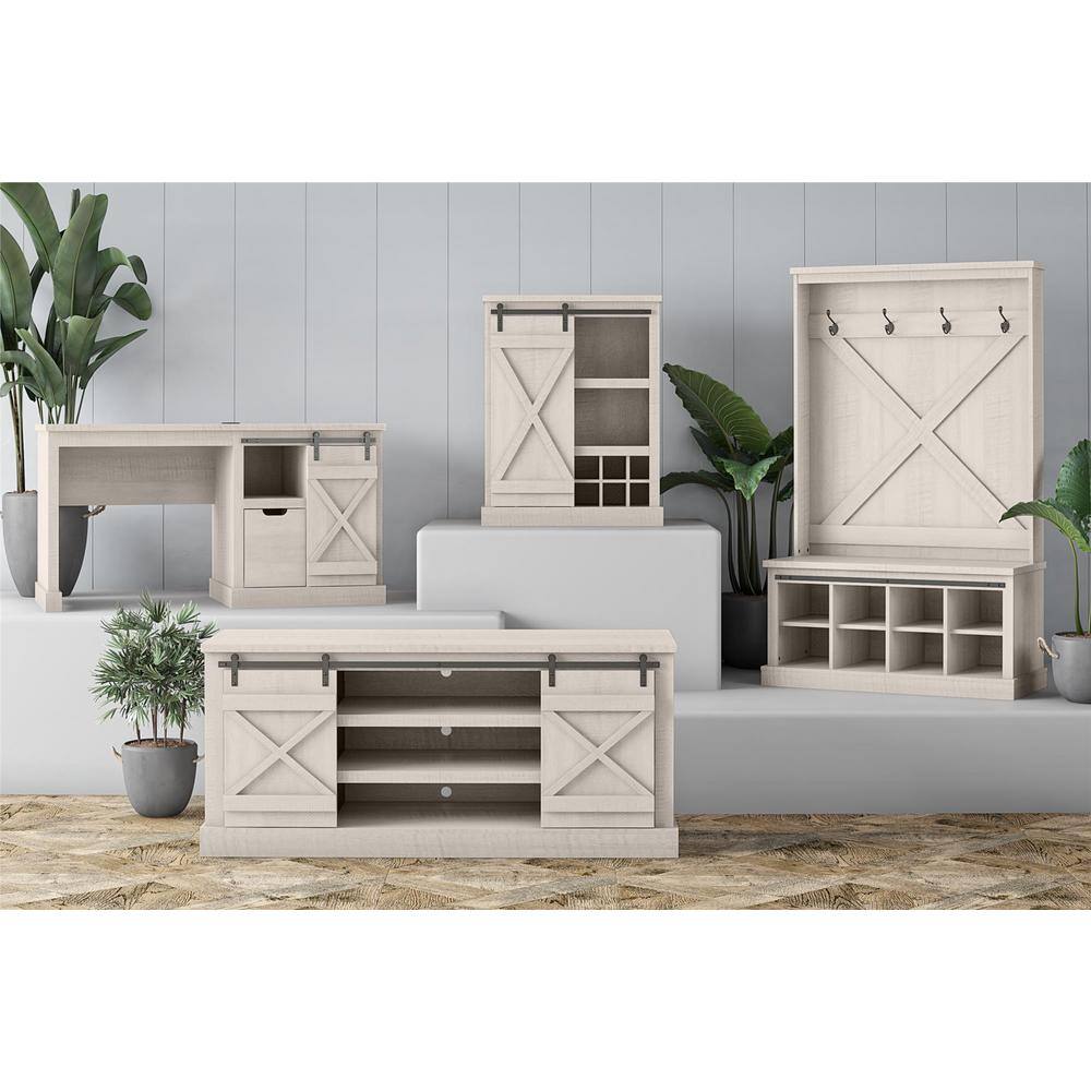 Ameriwood Home Bayshore 51.9 in. H Rustic White Single Pedestal Computer Desk DE18726