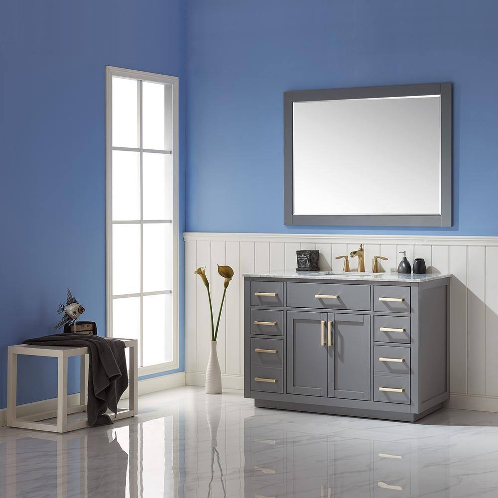 Altair Ivy 48 in. W x 36 in. H Rectangular Wood Framed Wall Bathroom Vanity Mirror in Grey 531048-MIR-GR