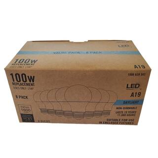 100-Watt Equivalent A19 CEC Rated LED Light Bulb Daylight (8-Pack) FG-04276