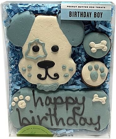 Bubba Rose Biscuit Co. Natural Peanut Butter Flavored Birthday Boy Dog Crunchy Dog Treats， 4 count