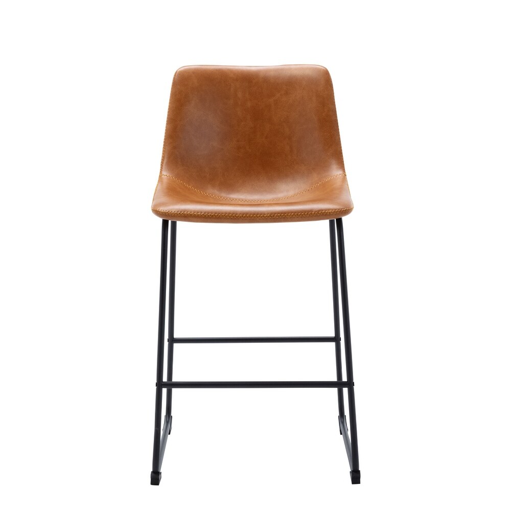 Corvus Thurso Faux Leather 24 inch Steel Counter Stool (Set of 2)