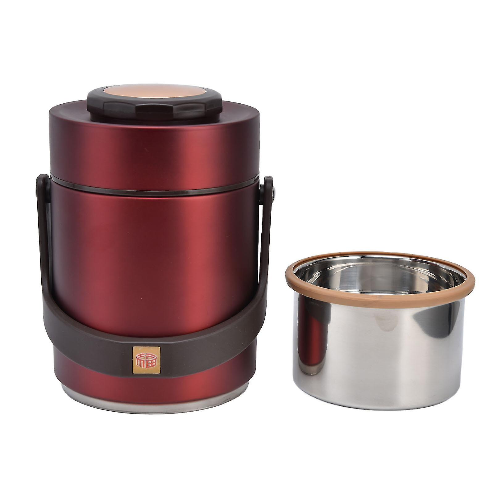 Vacuum Bento Lunch Box 304 Stainless Steel 3 Layer Portable Insulated Food Jar for Students Office WorkerRed