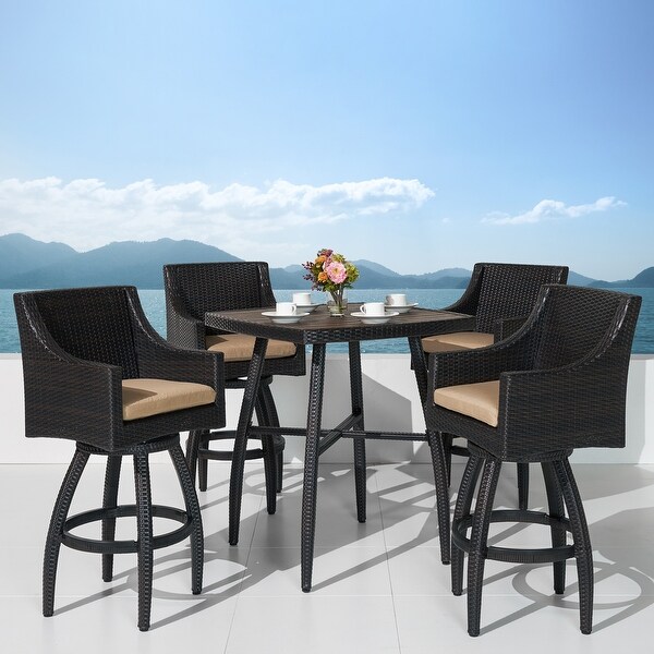 Deco 5 Piece Sunbrella Outdoor Patio Barstool Set