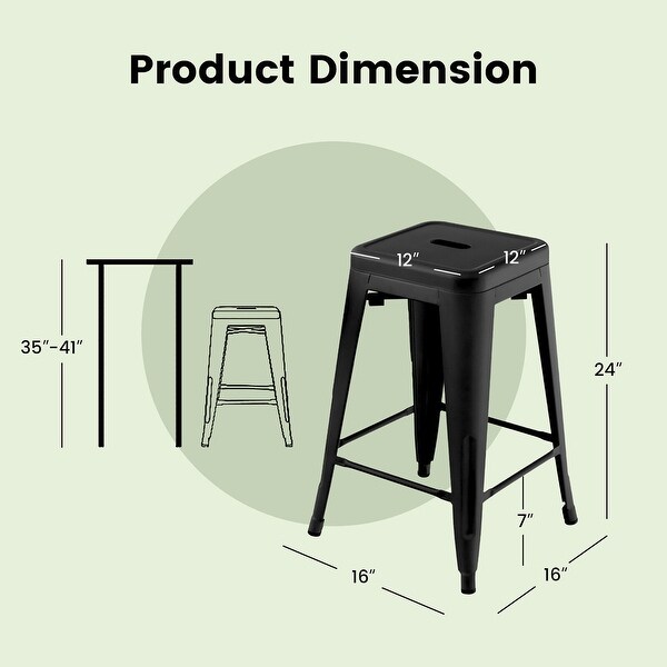 Gymax 24'' Set of 4 Barstool Counter Height Metal Bar Stool Stackable