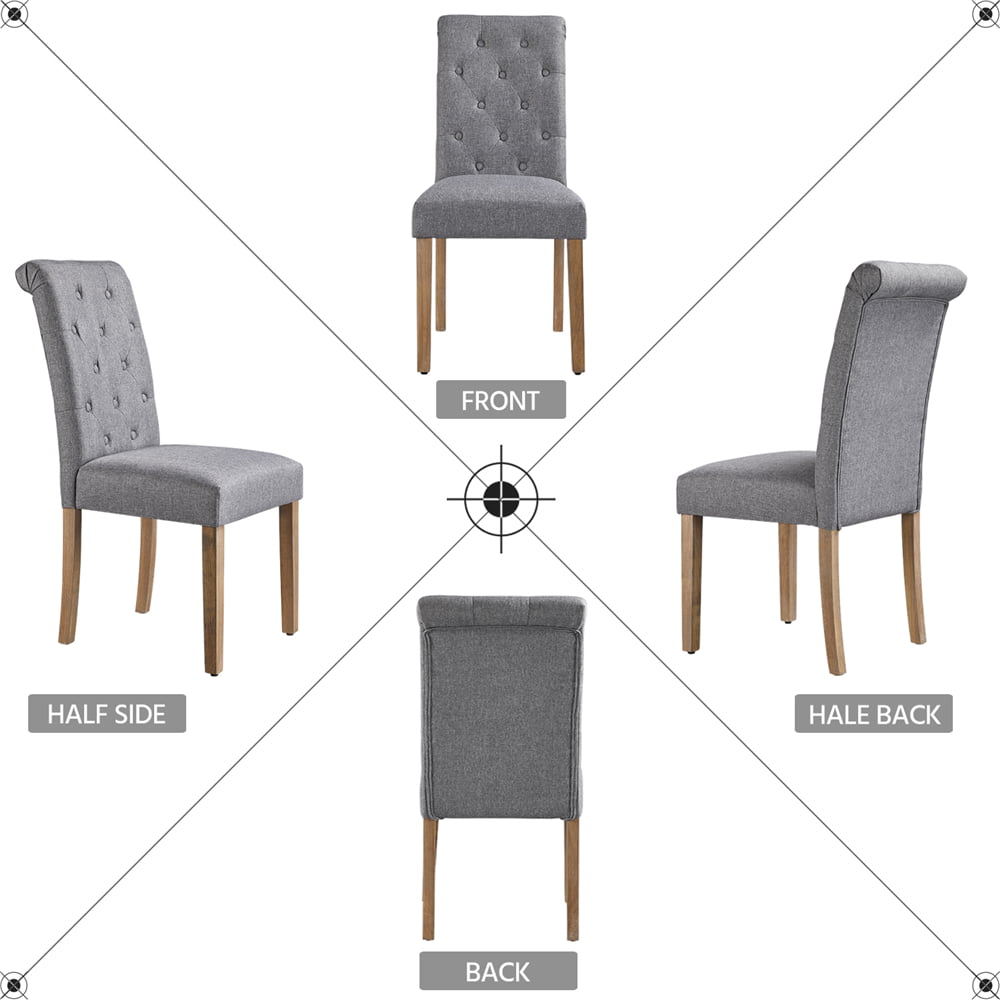 SmileMart 6pcs Padded Parsons Fabric Upholstered Dining Chairs， Dark Gray