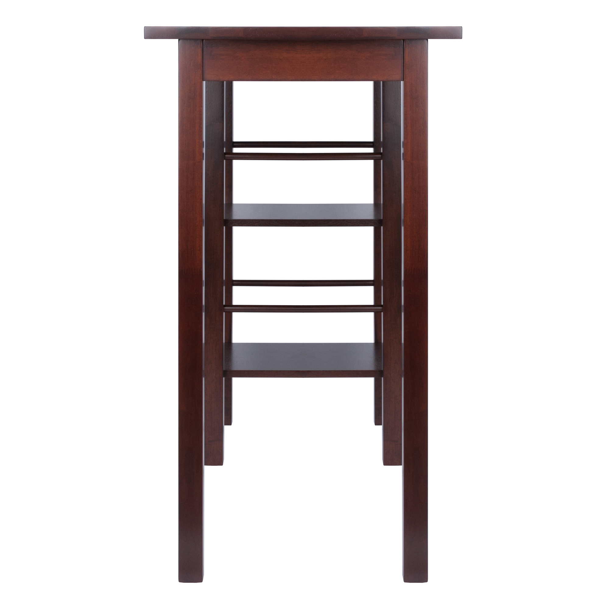 Winsome Wood Egan Breakfast Kitchen Island with Shelves， Walnut Finish