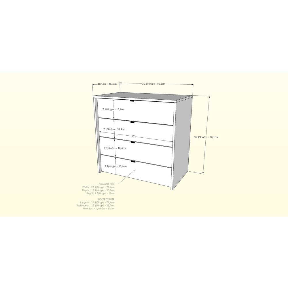 Nexera Modern 4 Drawer Chest in White & Walnut