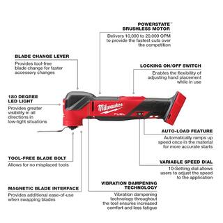 MW M18 FUEL 18V Lithium-Ion Cordless 7-14 in. Rear Handle Circular Saw with Oscillating Multi-Tool (Tool-Only) 2830-20-2836-20