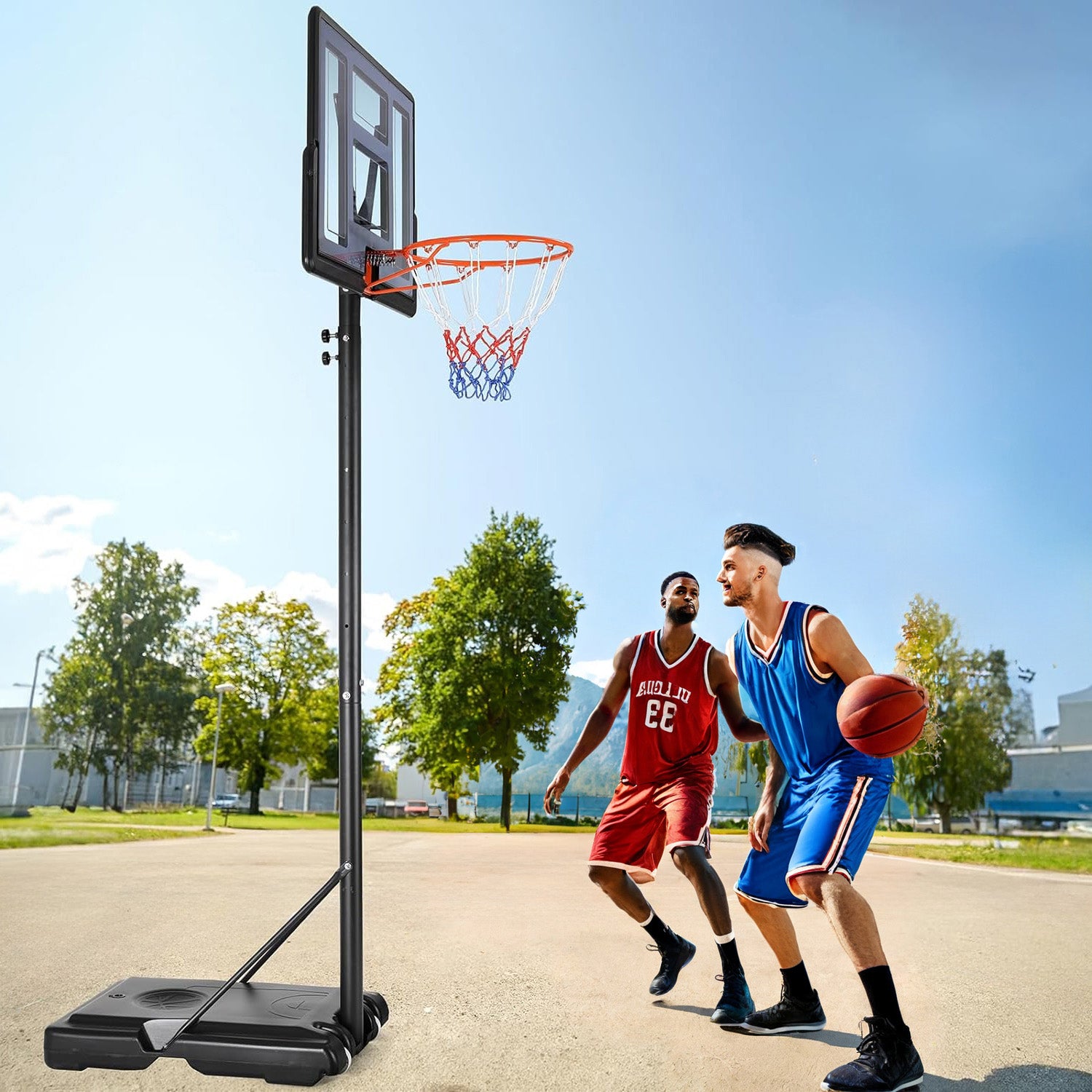 Outdoor Portable Basketball Hoop Adjustable Height Basketball Stand With 44