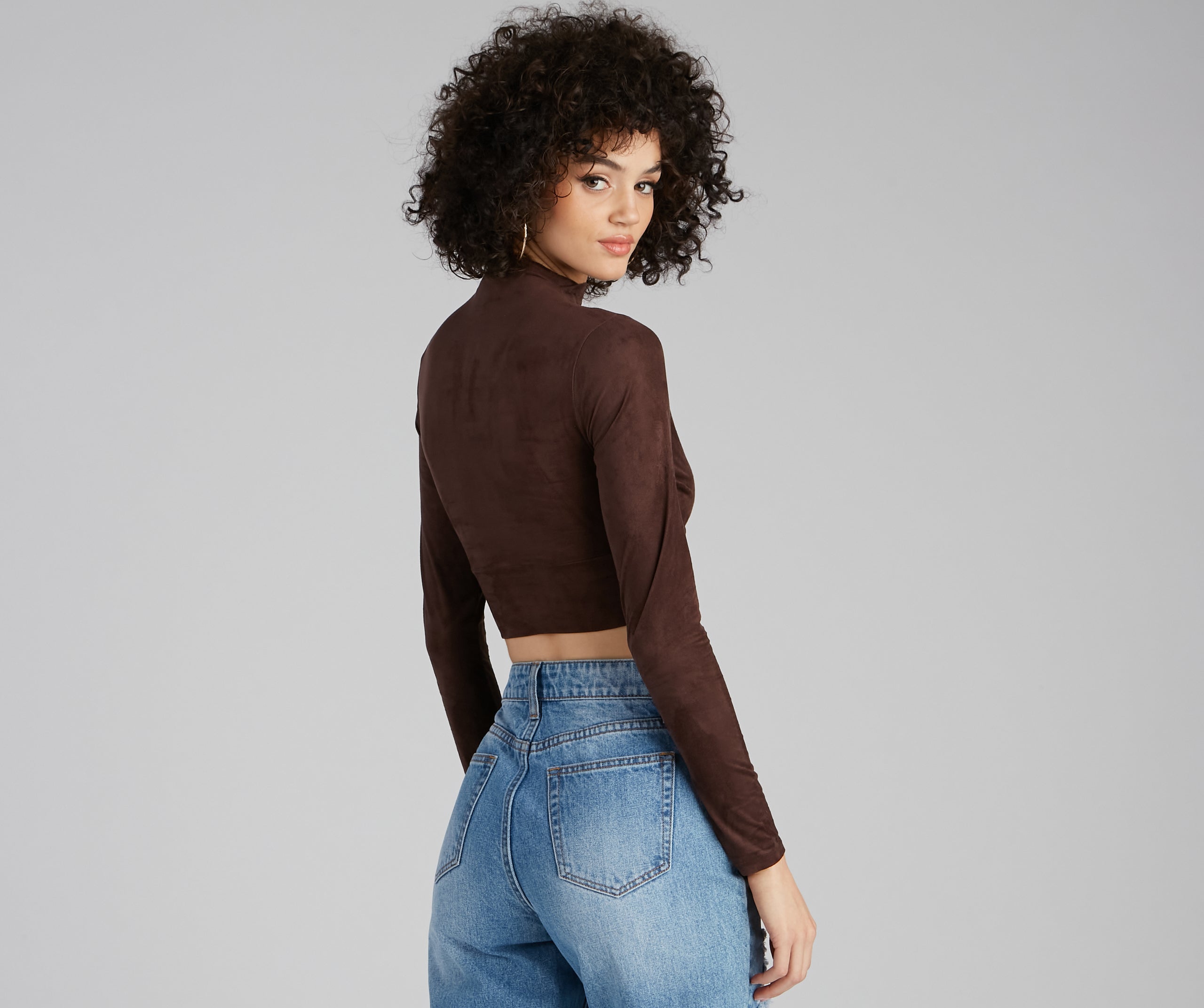 Stylish Folk Faux Suede Cutout Top