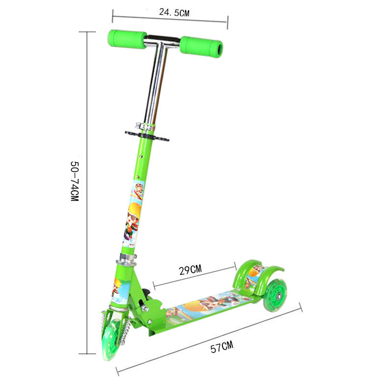 Child three wheel scooter sliding block with shock absorbing brake flash wheel foldable lifting scooter bike pedal slide tackle