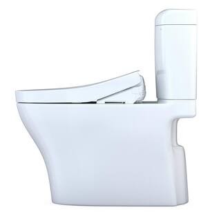 TOTO Aquia IV Cube 2-Piece 0.91.28GPF Dual Flush Elongated Comfort Height Toilet in Cotton White S550E Washlet Seat Included MW4363056CEMFGN#01