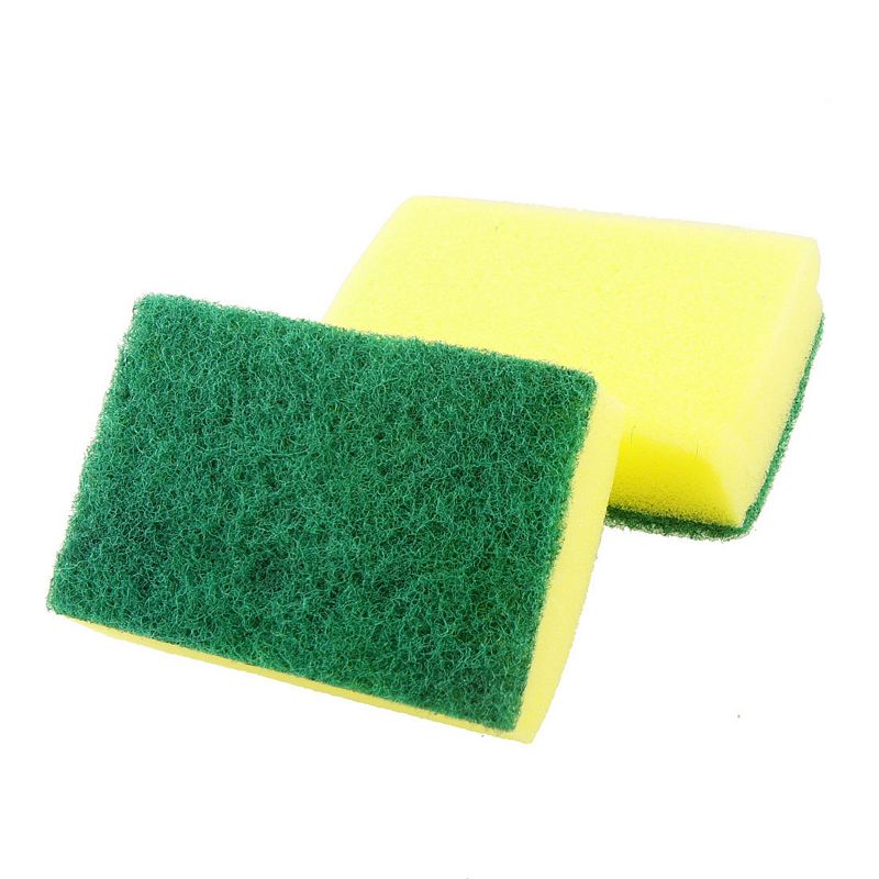 Kitchenware Bowl Dish Cleaning Soft Scrub Sponge Pad Green Yellow