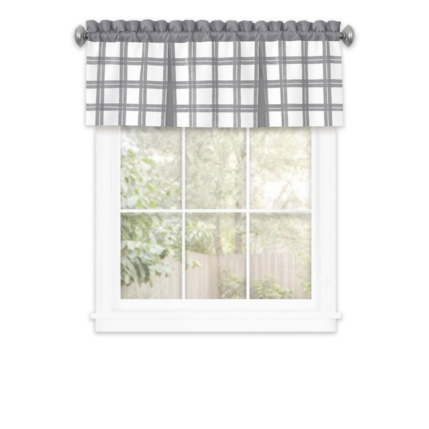 Kate Aurora Windowpane Plaid Country Farmhouse Rod Pocket Window Valance