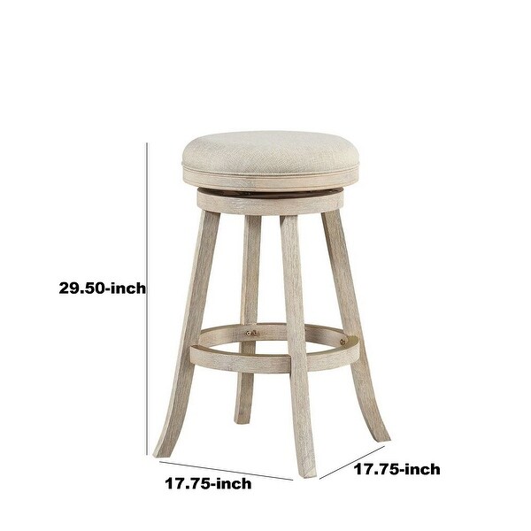 29 Inches Wooden Swivel Bar Stool with Round Fabric Seat， Gray