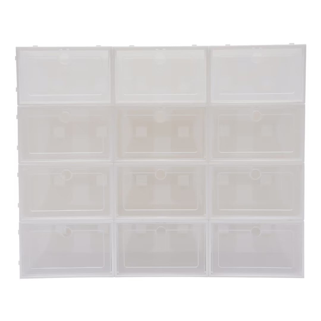 Oukaning 20 Pcs Stackable Shoe Box Storage Sneaker Cases Organizer Foldable Plastic Shoe Boxes