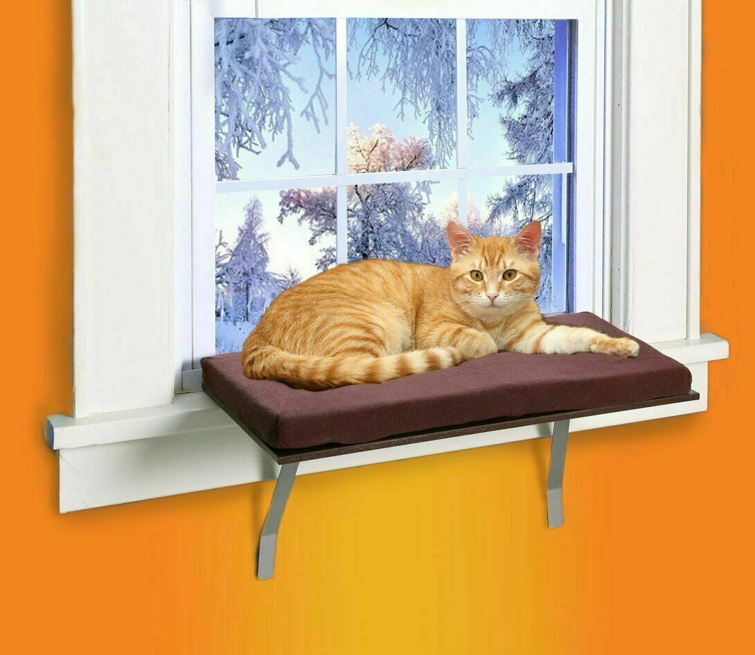 Cat Window Seat Bed -Window Perch Ledge for Cats -Foam Cushion Deluxe Kitty Window Perch