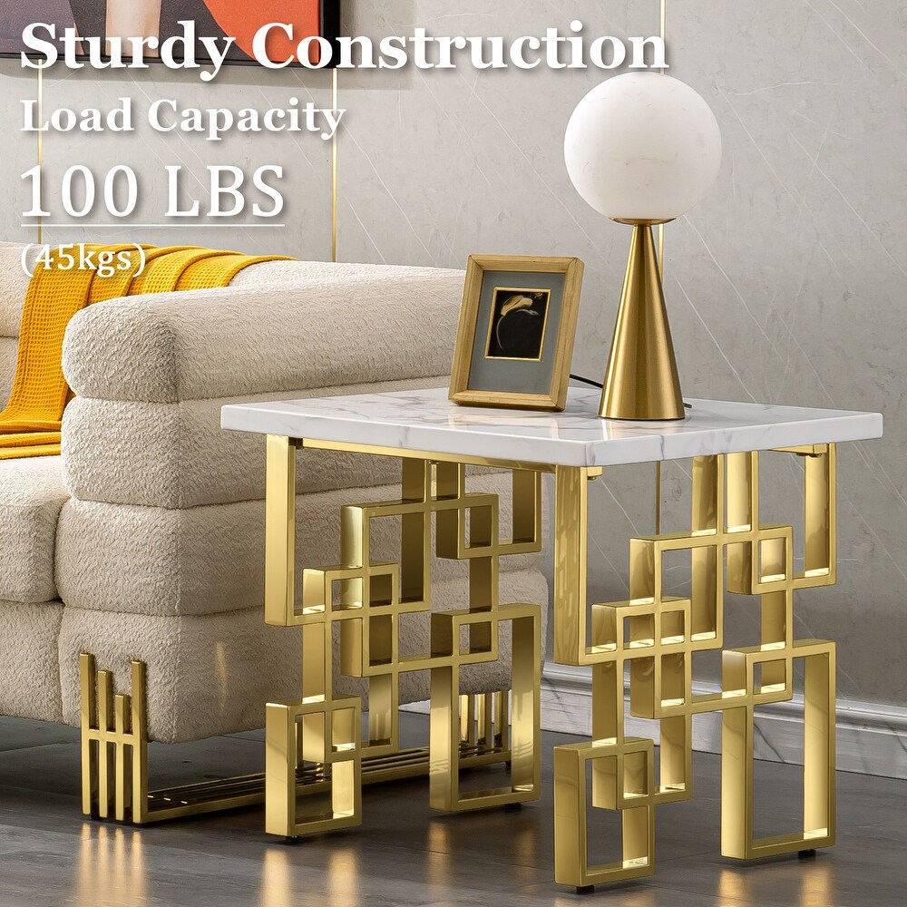 Luxury White and Gold Living Room Tables Coffee Table End Table Console Table for Living Room Guest Hall Reception Room Entryway