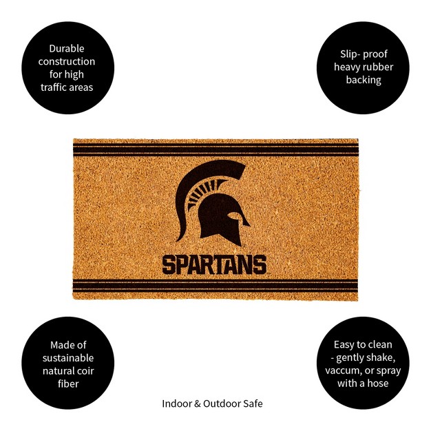 Evergreen Michigan State University Logo Turf Mat Brown 28 X 16 Inches Indoor Outdoor Doormat