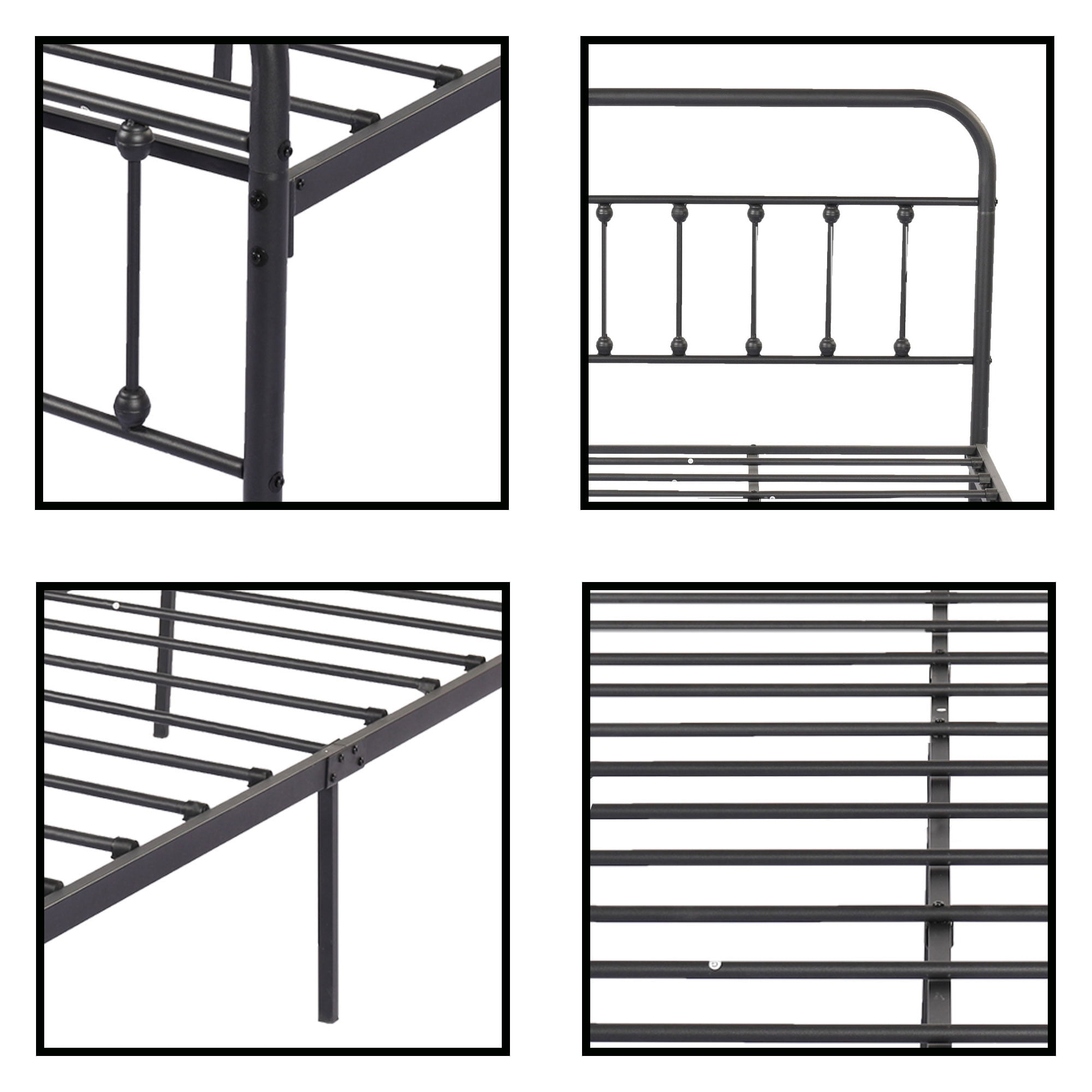 Alazyhome Simple Vintage King Metal Platform Bed Frame, Easy-Assembly, Black