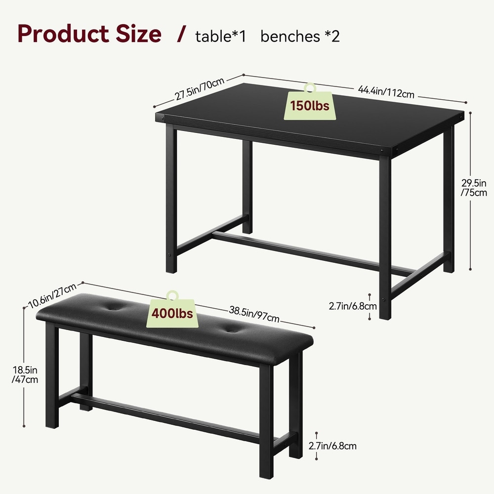 Dining Table Set for 4  Kitchen Table with Benches