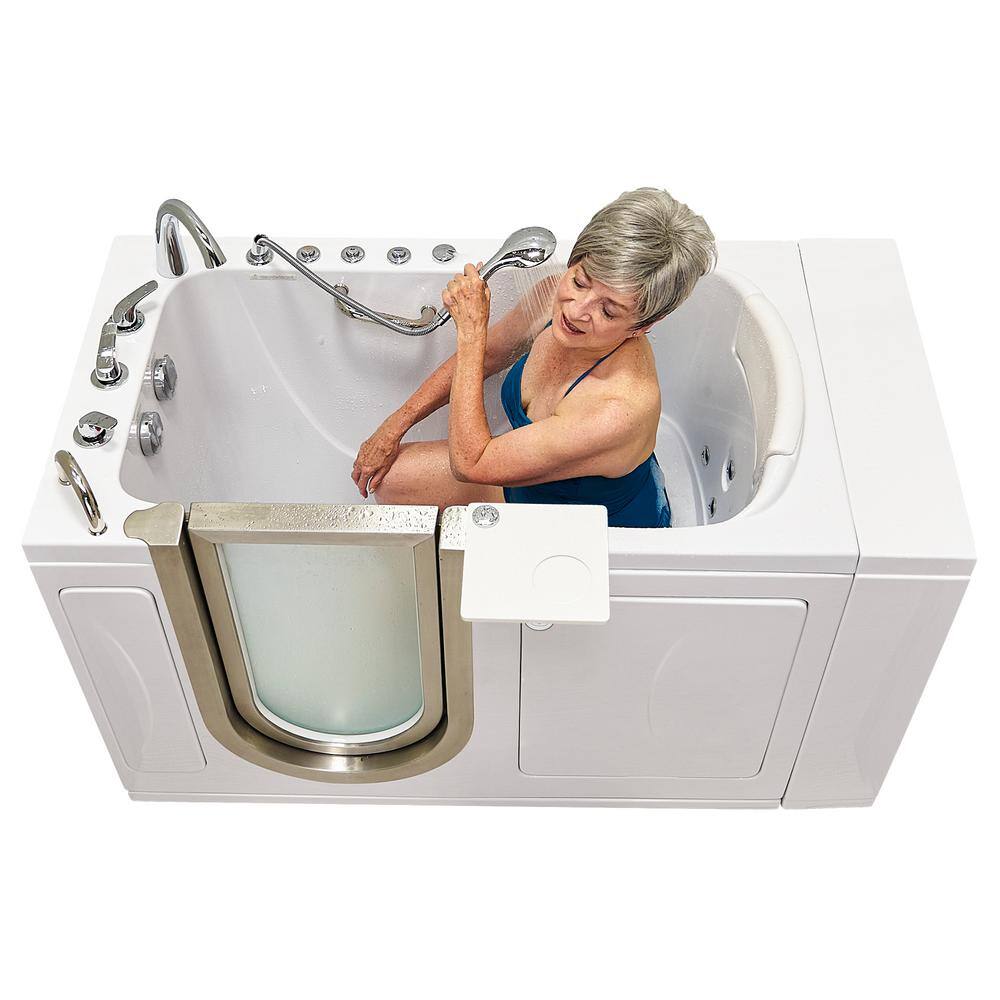 Ella Elite 52 in. Whirlpool and Air Bath Walk-In Bathtub in White Right Door Heated Seat Fast Fill Faucet2 in. Dual Drain 931075PH