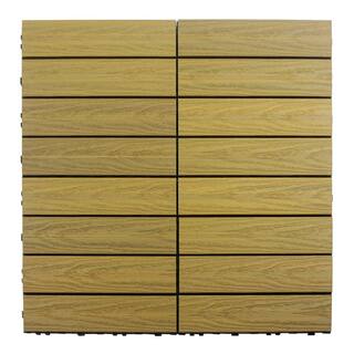 NewTechWood UltraShield Naturale 1 ft. x 1 ft. Quick Deck Outdoor Composite Deck Tile Sample in English Oak US-QD-ZX-OK-S