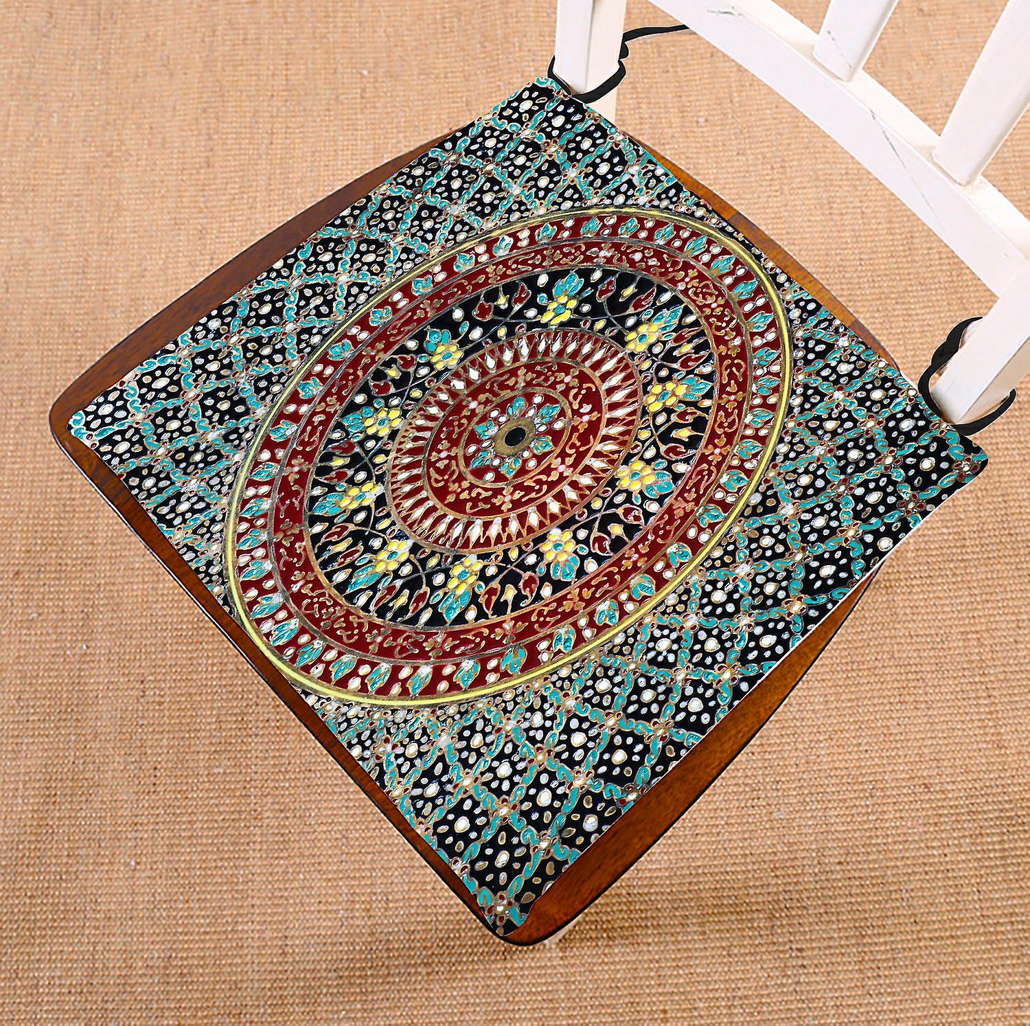 Geometry Trellis Chair Pad， Mandala Hippie Seat Cushion Chair Cushion Floor Cushion 50x50 Cm