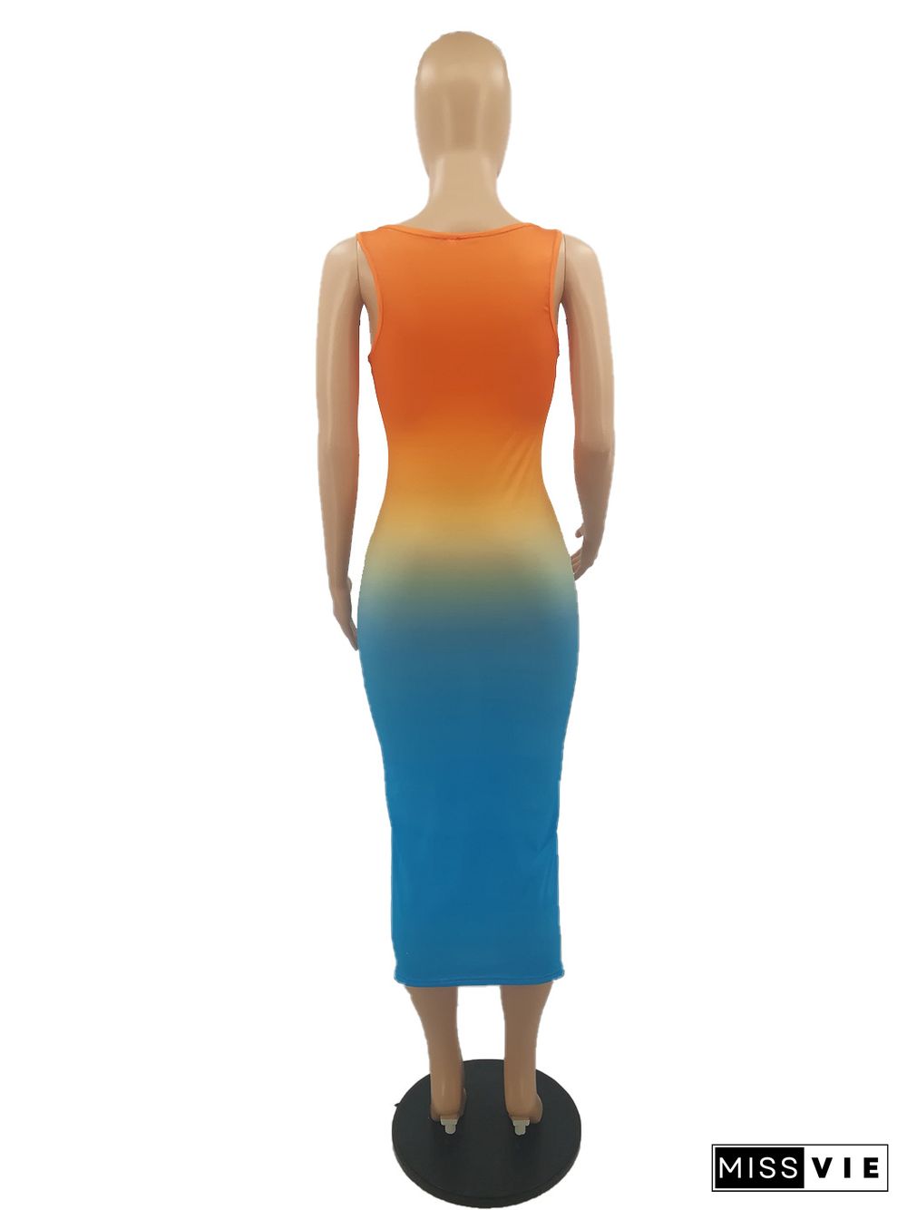 Gradient Color Sleeveless Bodycon Tank Dress