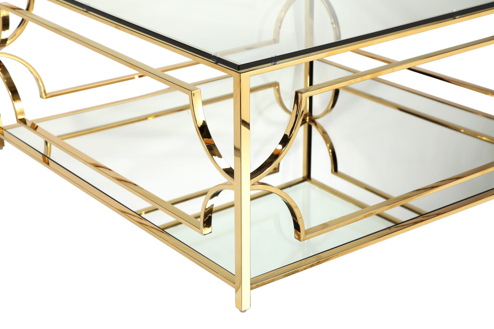 Z Edward Square Coffee Table Gold   Coffee Tables   by Pangea Home  Houzz