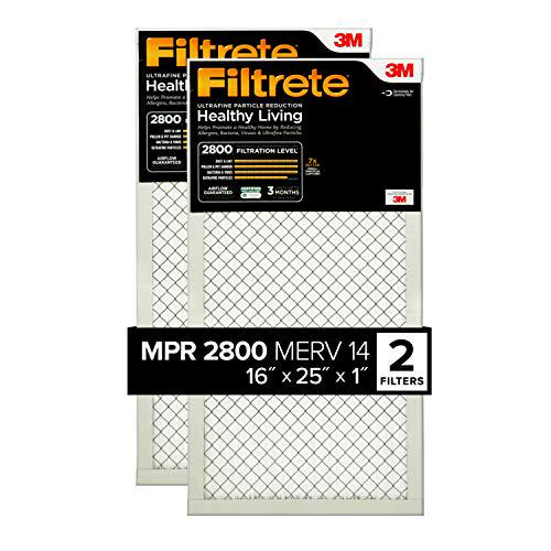 Filtrate Ultrafine Particle Reduction AC Furnace Air Filter， MPR 2800， 16 x 25 x 1-Inches， 2-Pack