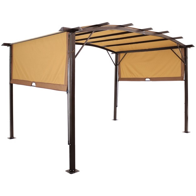 Sunnydaze 9 x27 X 12 x27 Metal Arched Pergola With Retractable Canopy