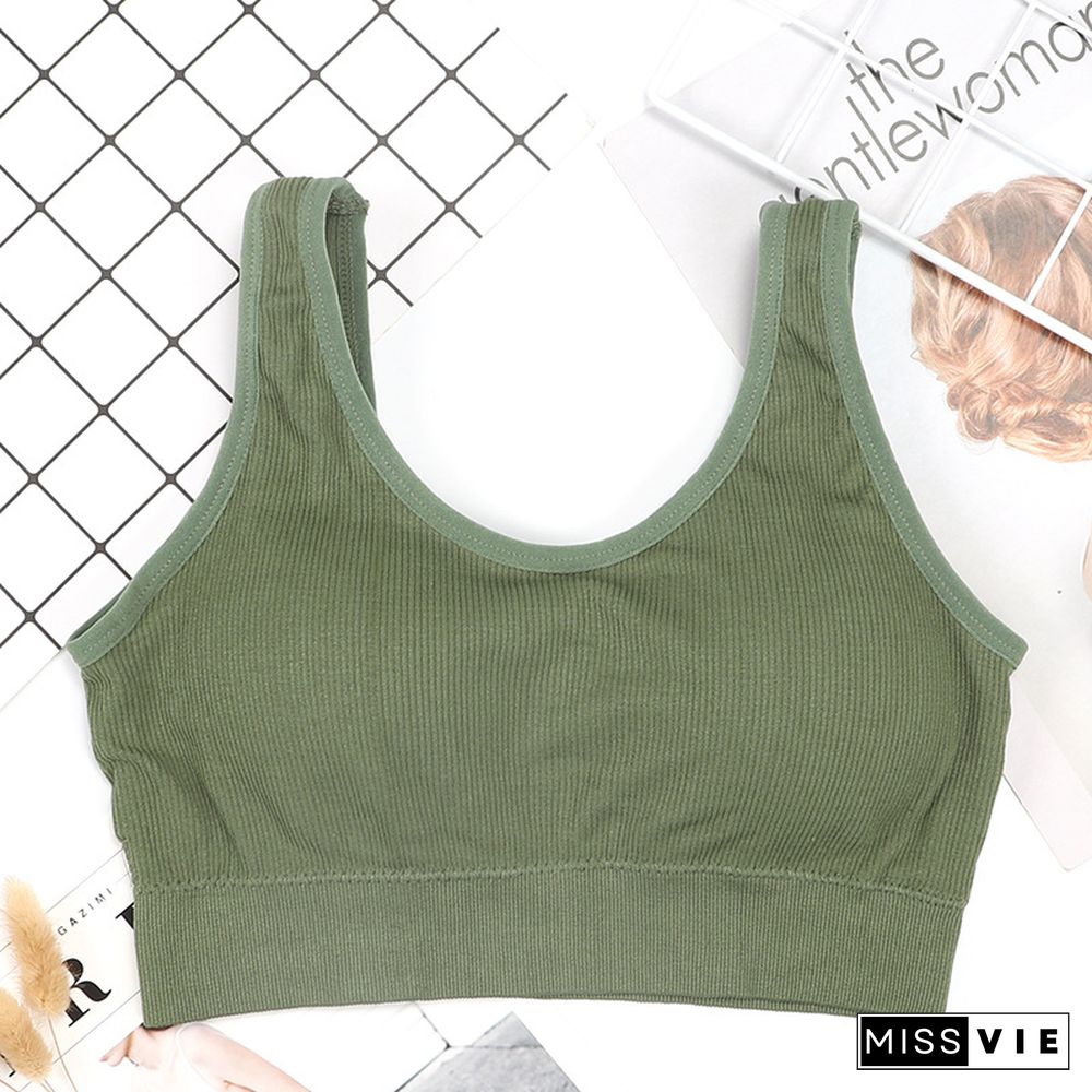 Women Tank Crop Top Seamless Sport Camisole Underwear Push Up Bra Sports Sleeveless Tops