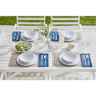 StyleWell Taryn Melamine Dinnerware Set in Ribbed Solid White (Service for 4) FF58SETWHT