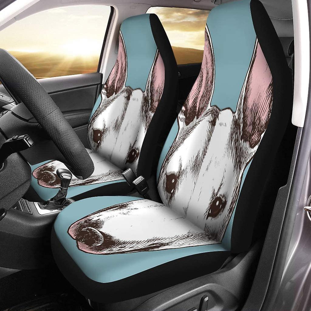 Set Of 2 Car Seat Covers English Bull Terrier Portrait Of Dog Face For Your Universal Auto Front Seats Protector Fits