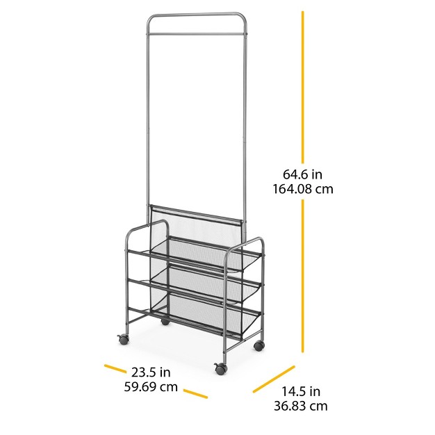 Whitmor 2 Sided Rolling Garment Rack Gray