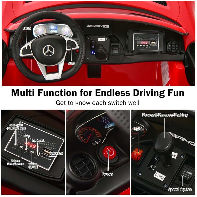 Licensed Mercedes Benz AMG GTR 2-Seater Ride-on Car 12V Battery Powered Vehicle Kids Riding Toy Car with Remote