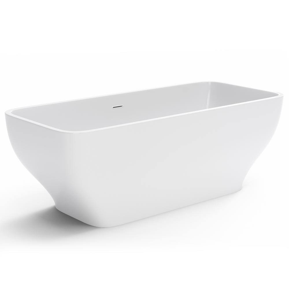 PELHAM  WHITE Oxford 67 in. Acrylic Curvy Rectangle Freestanding Bathtub in White Drain in White PW82078-W