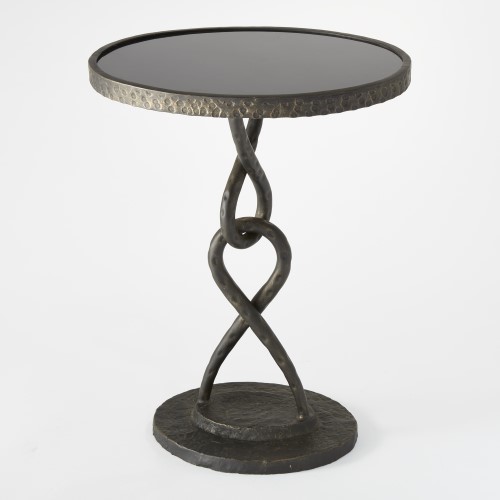 Hammered Bronze Iron Tangle Marble Top Table  Round Chain Link Metal Jewelry   Industrial   Side Tables And End Tables   by My Swanky Home  Houzz