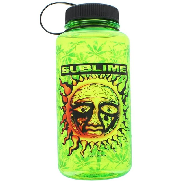 Just Funky Sublime Sun Logo 35oz Green Plastic Water Bottle W Screw Down Lid