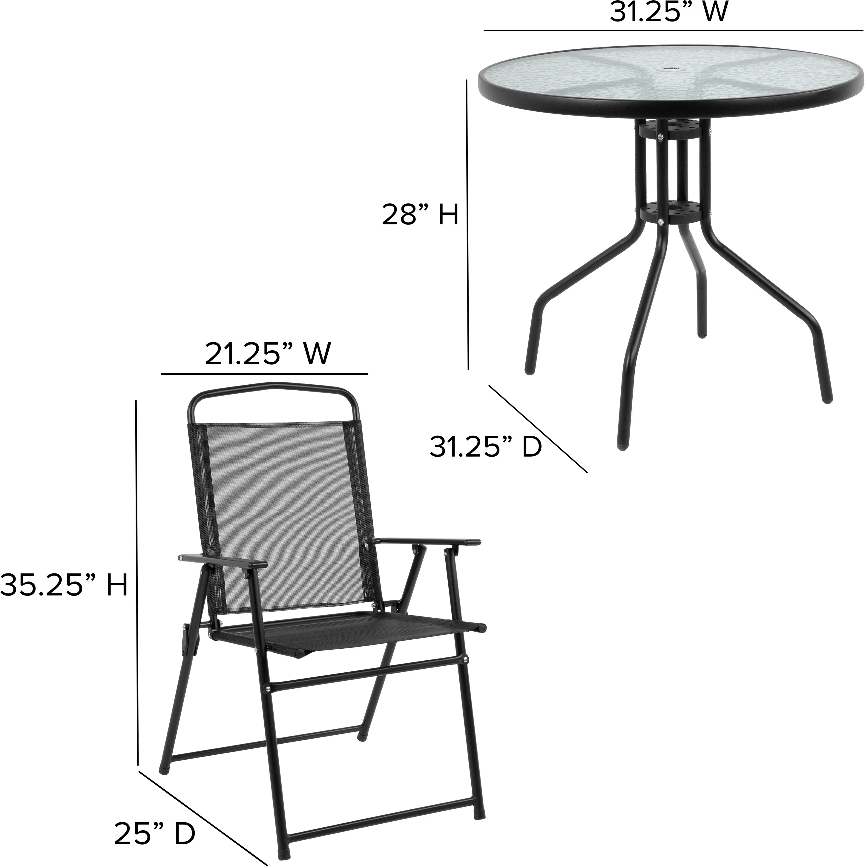 6 Piece Patio Garden Set with Umbrella - Black